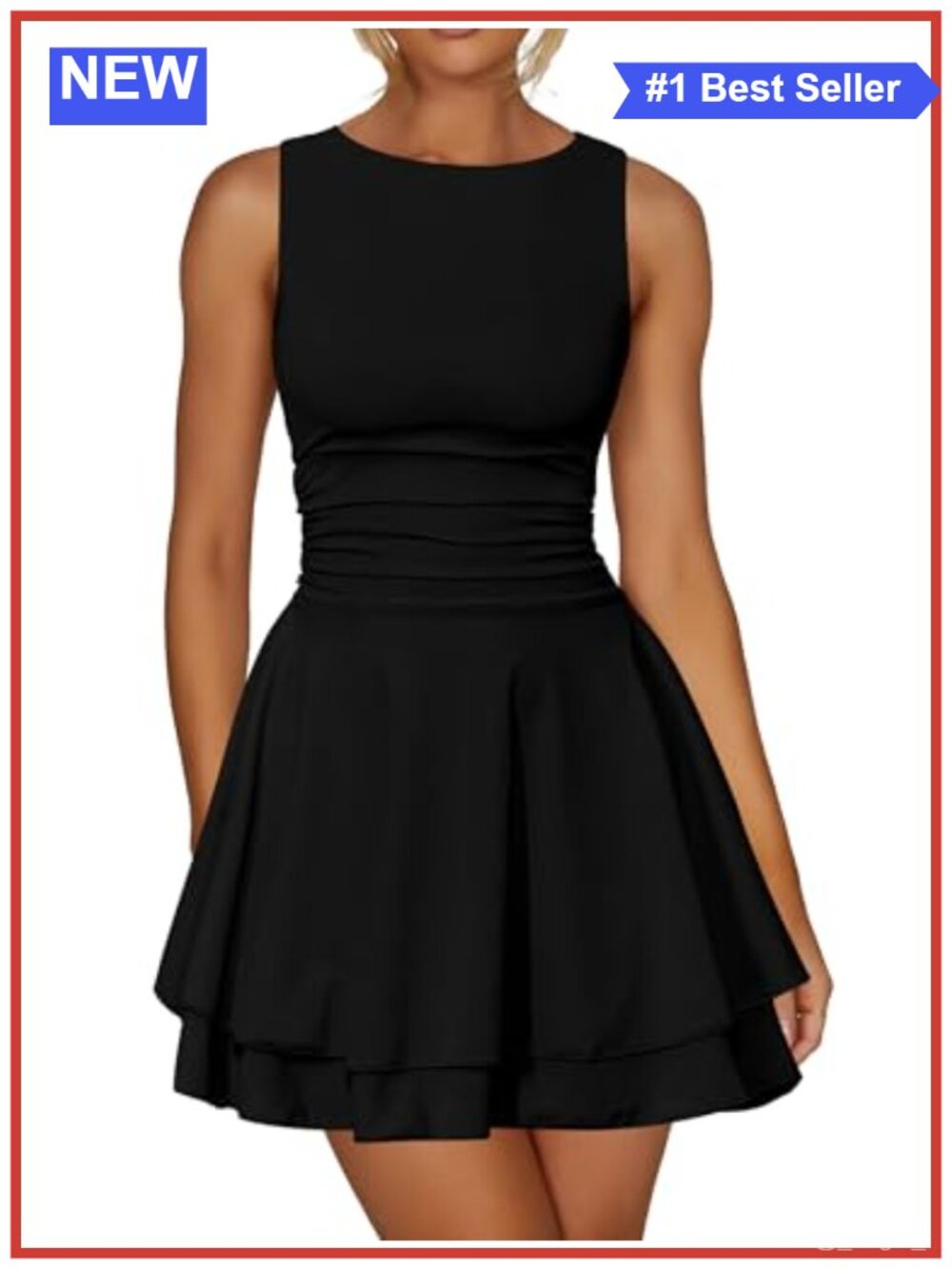 Kaximil Women's Ruffle Hem Boat Neck Party Mini Dress